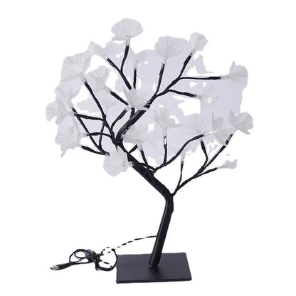 Lampe Bois Délicat avec Fibre Optique Florale