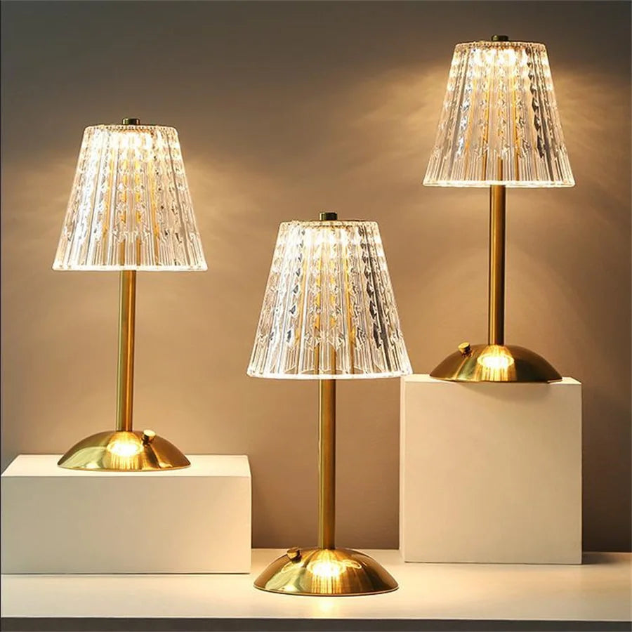Lampe de Table Luxe Cristal avec LED et Commande Tactile