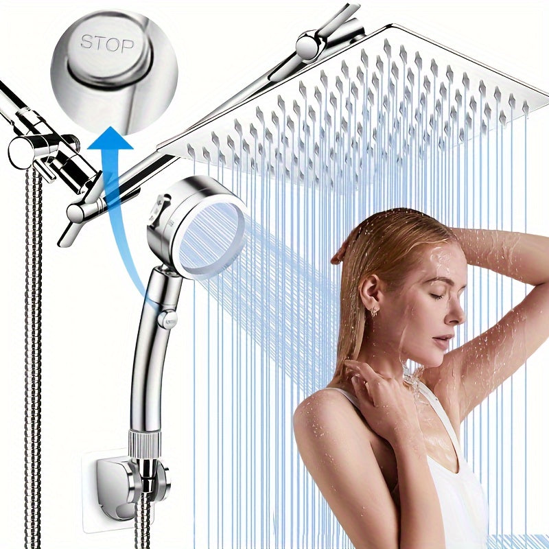 Douche à Pluie Double Ultra Puissante avec Douchette Portable