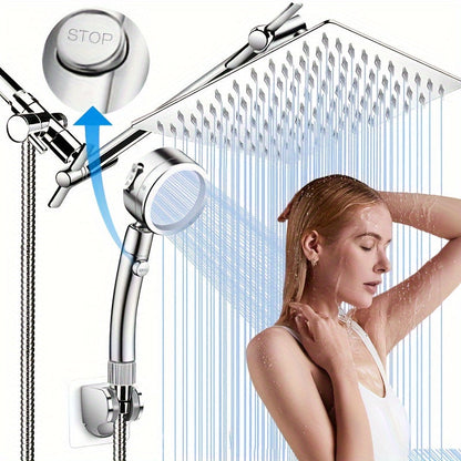 Douche à Pluie Double Ultra Puissante avec Douchette Portable