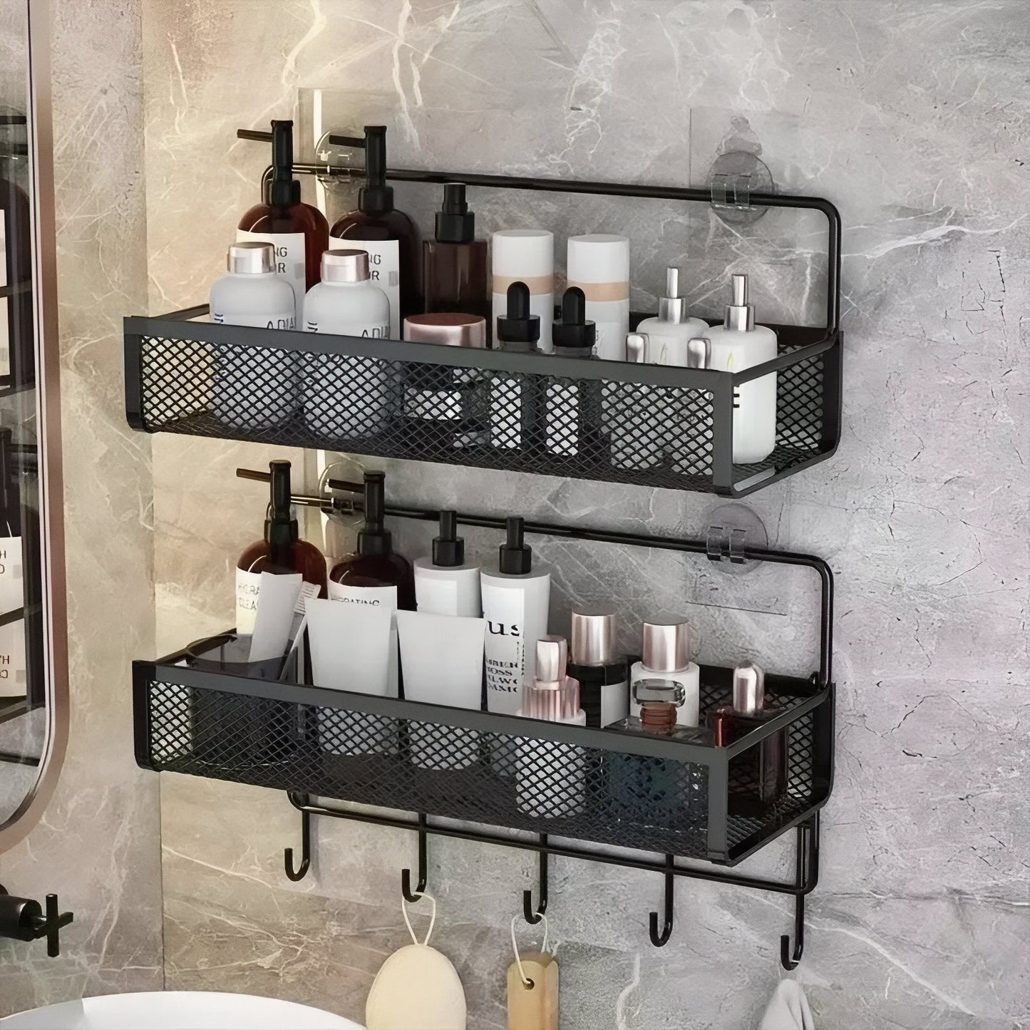 Étagère Murale Design avec Crochets pour Salle de Bain et Cuisine - BlxckFR
