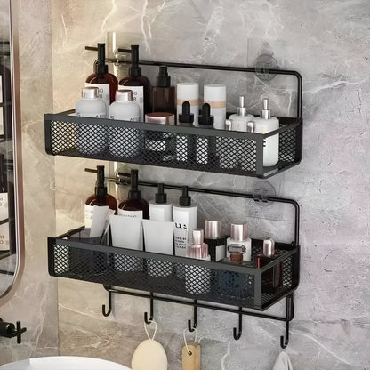 Étagère Murale Design avec Crochets pour Salle de Bain et Cuisine - BlxckFR