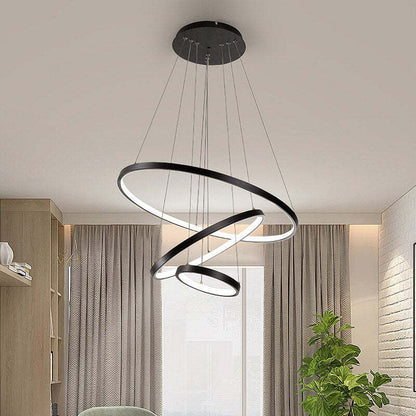 Luminaire Suspendu Élégant 3 Anneaux LED Réglable à Distance