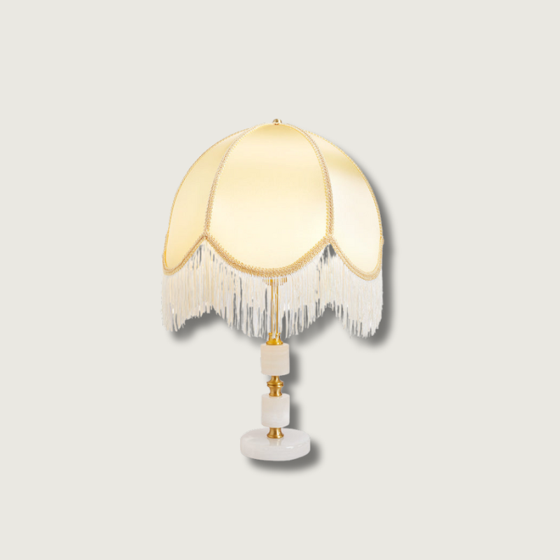 Lampe de Table Chic en Pierre | Design Raffiné avec Détail Brodé - Foivo