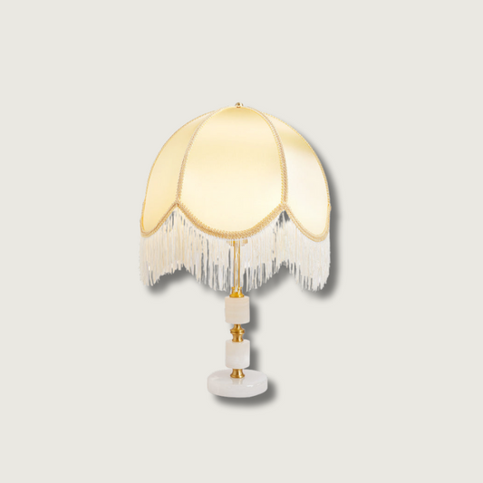 Lampe de Table Chic en Pierre | Design Raffiné avec Détail Brodé - Foivo