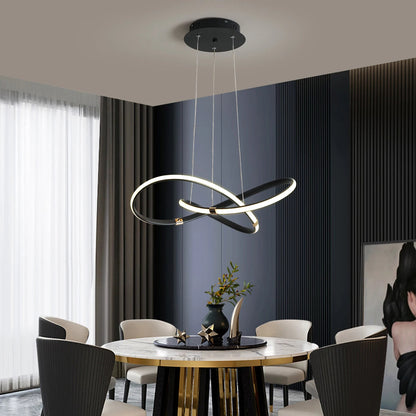 Lustre LED Raffiné Noir Or - Suspension Chic pour Intérieur - Foivo