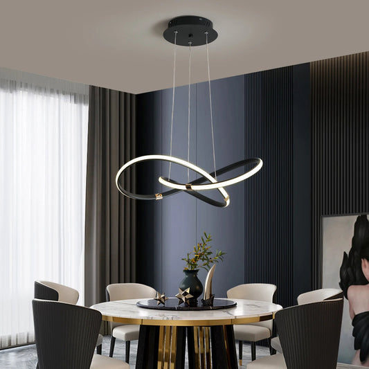 Lustre LED Raffiné Noir Or - Suspension Chic pour Intérieur - Foivo
