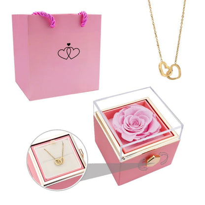 Coffret Cadeau Éternelle Rose avec Collier Secret - Idée Cadeau Mère