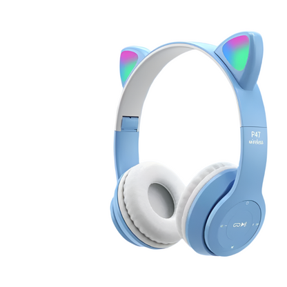 Casque Chat LED Bluetooth Écouteurs Sans Fil