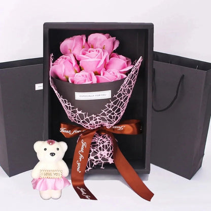Bouquet de Fleurs avec Nounours Mignon