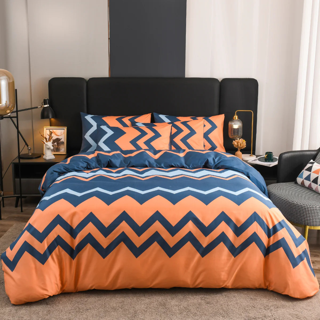 Housse de Couette Rayée Moderne en Polyester