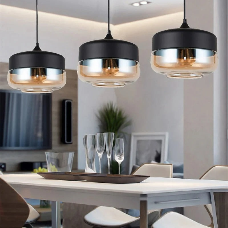 Lampe Industrielle Élégante en Métal et Verre