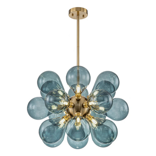Luminaire Suspendu en Verre avec Effet Bulles de Cristal - Chandelier Chic et Raffiné - Foivo
