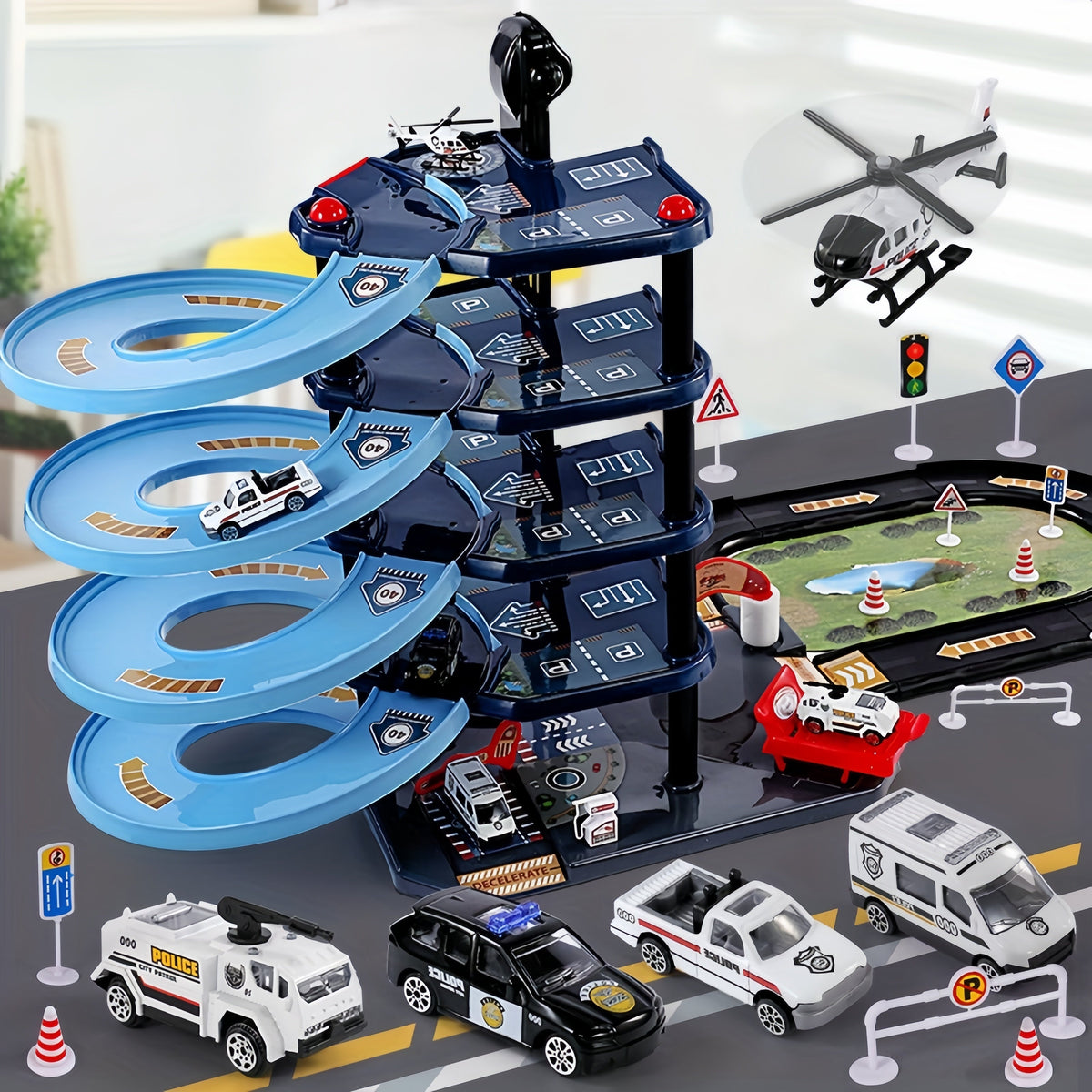 Véhicules de Secours Garages de Jeu avec Voitures de Pompiers et Police