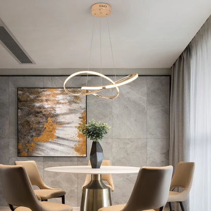 Lustre LED Raffiné Noir Or - Suspension Chic pour Intérieur