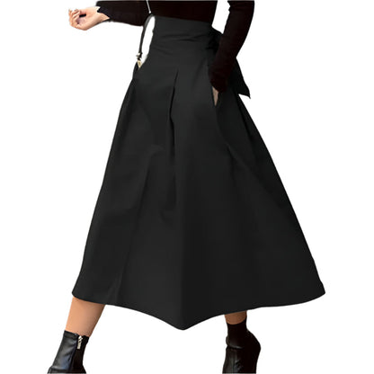 Jupe Femme Élégante Taille Haute avec Poches