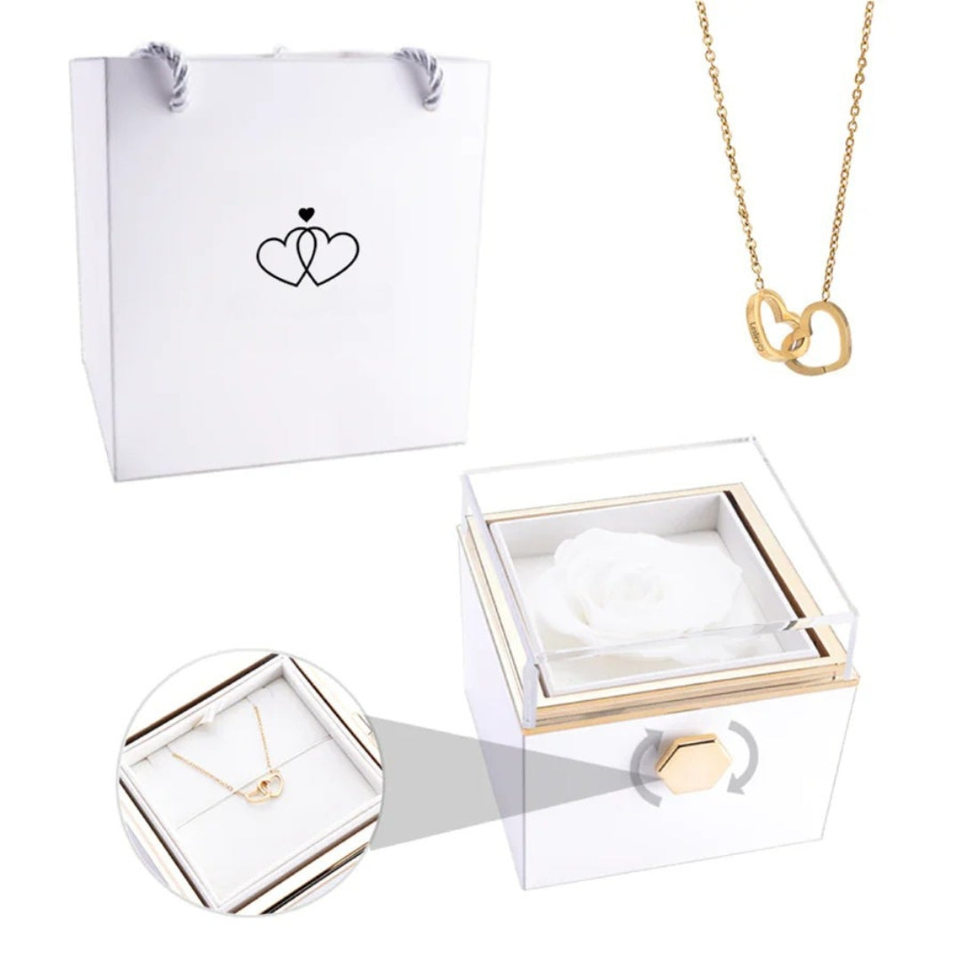 Coffret Cadeau Éternelle Rose avec Collier Secret - Idée Cadeau Mère