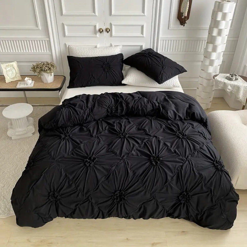 Housse de Couette Brodée Fleurs Élégante