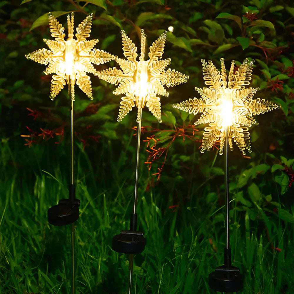 Lumière Solaire Décorative Flocon Neige Étanche pour Jardin - BlxckFR