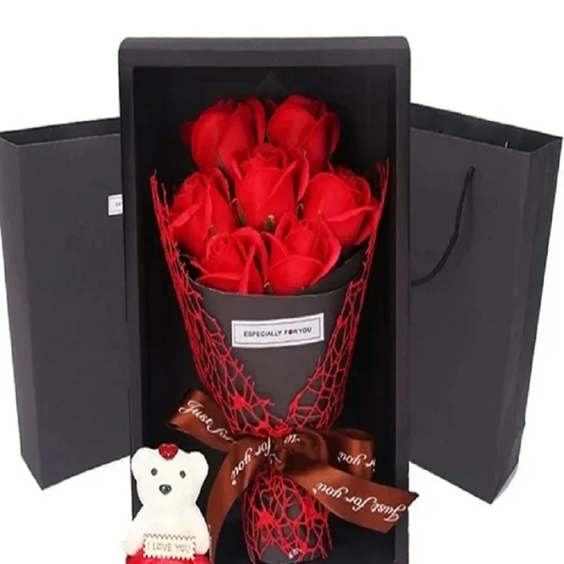 Bouquet de Fleurs avec Nounours Mignon