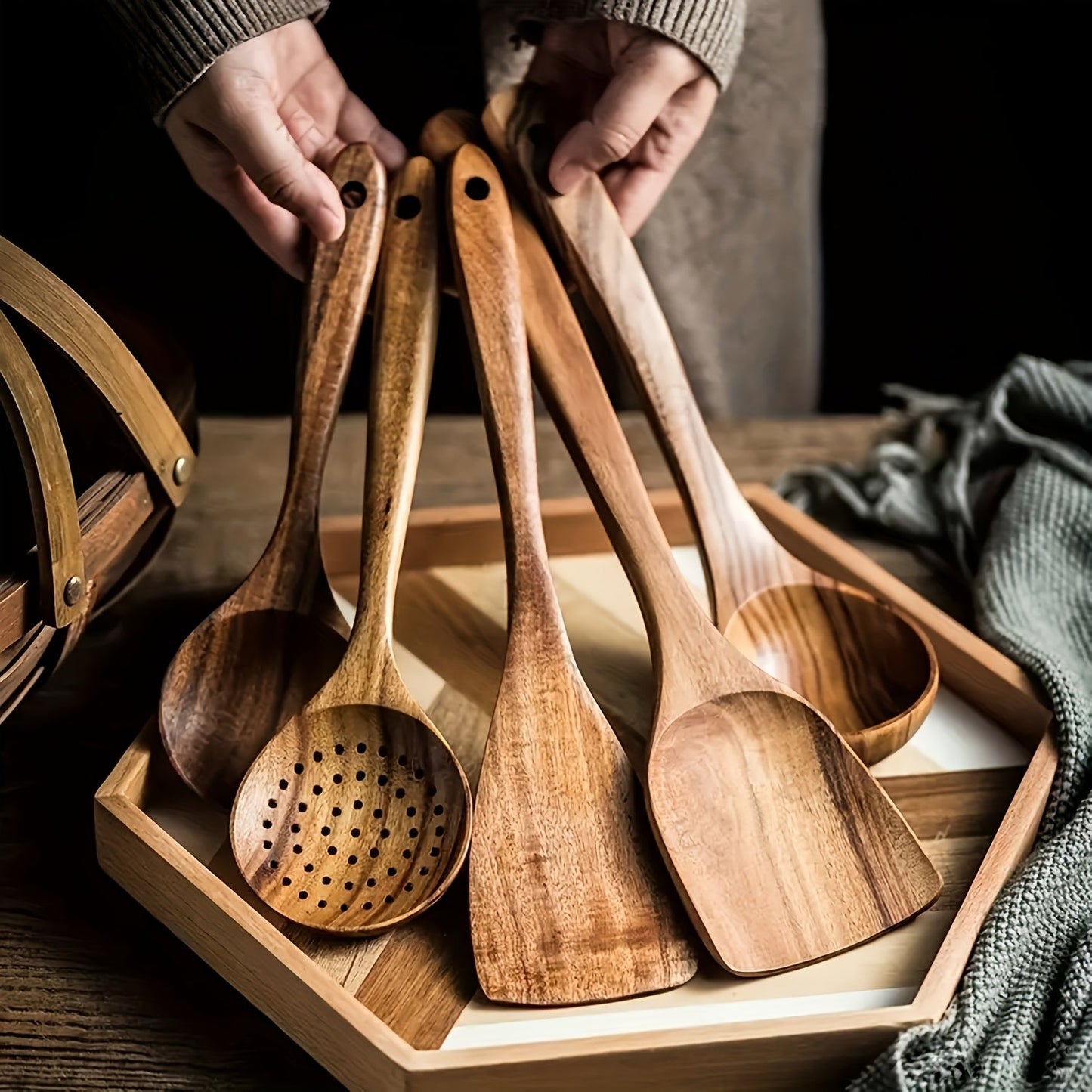 Ustensiles de Cuisson en Bois pour Poêles Anti-Adhésifs