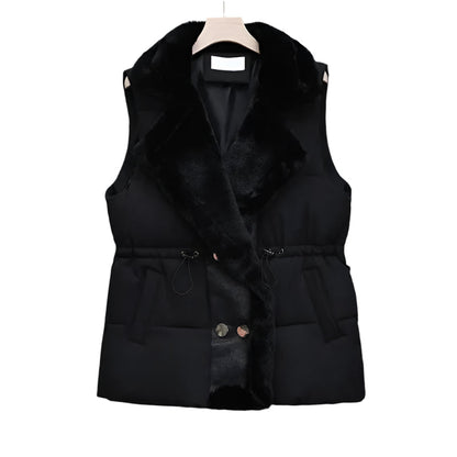Gilet Douillet en Duvet de Luxe au Col en Fourrure Synthétique - BlxckFR