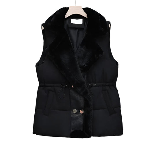 Gilet Douillet en Duvet de Luxe au Col en Fourrure Synthétique - BlxckFR