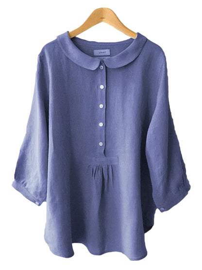 Blouse Lin Élégante Manches Longues