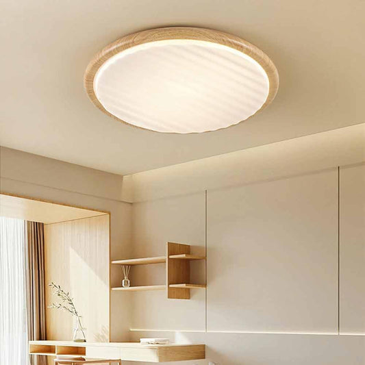 Lampe Plafond LED en Bois - Design Rustique et Élégant pour Maison - Foivo
