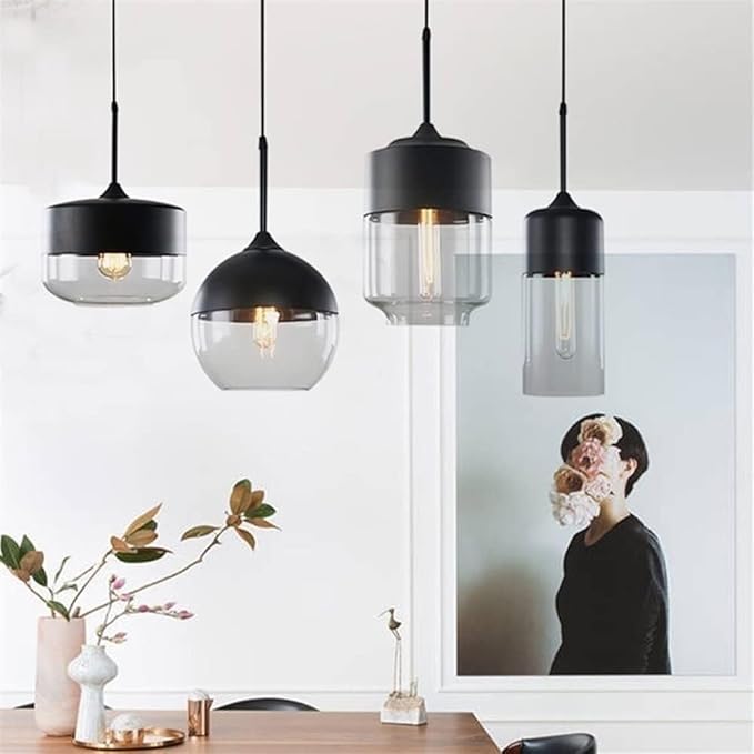 Lampe Industrielle Élégante en Métal et Verre