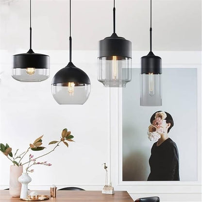 Lampe Industrielle Élégante en Métal et Verre