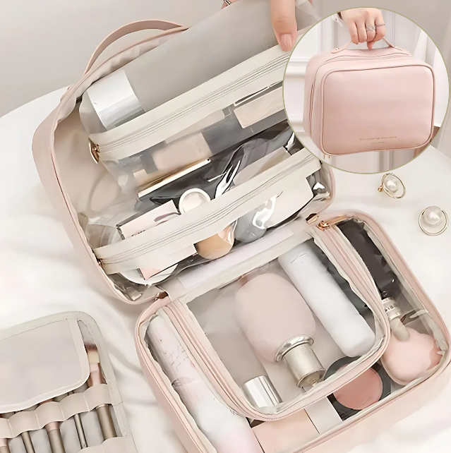 Trousse de maquillage Femme Cuir PU Imperméable Multi-compartiments