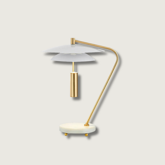 Lampe Aluminium Brillant avec Base Marbre Élégant - Foivo