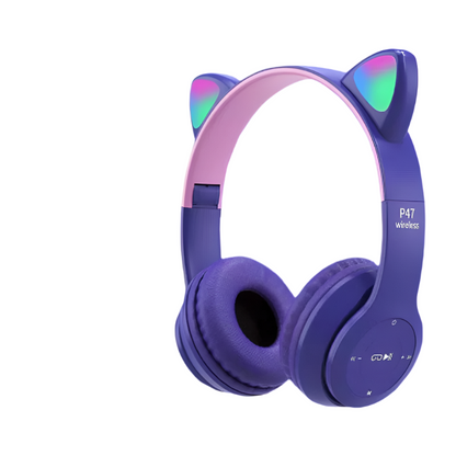 Casque Chat LED Bluetooth Écouteurs Sans Fil