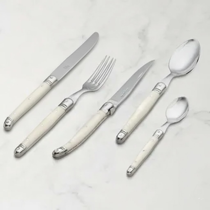 Couteau Fourchette Set Inoxydable Poignée Blanche Élégant