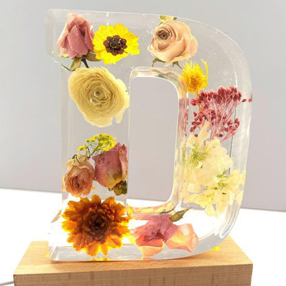 Lampe Résine Élégante aux Fleurs Séchées