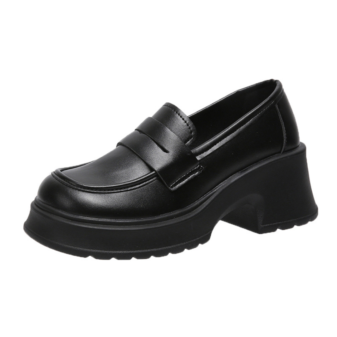 Mocassin Élégant Haut Talon Cuir Italien - blxckfr