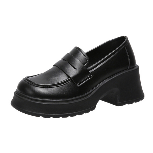 Mocassin Élégant Haut Talon Cuir Italien - blxckfr