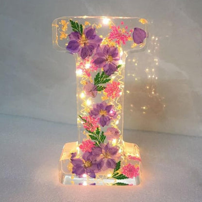 Lampe Résine Élégante aux Fleurs Séchées