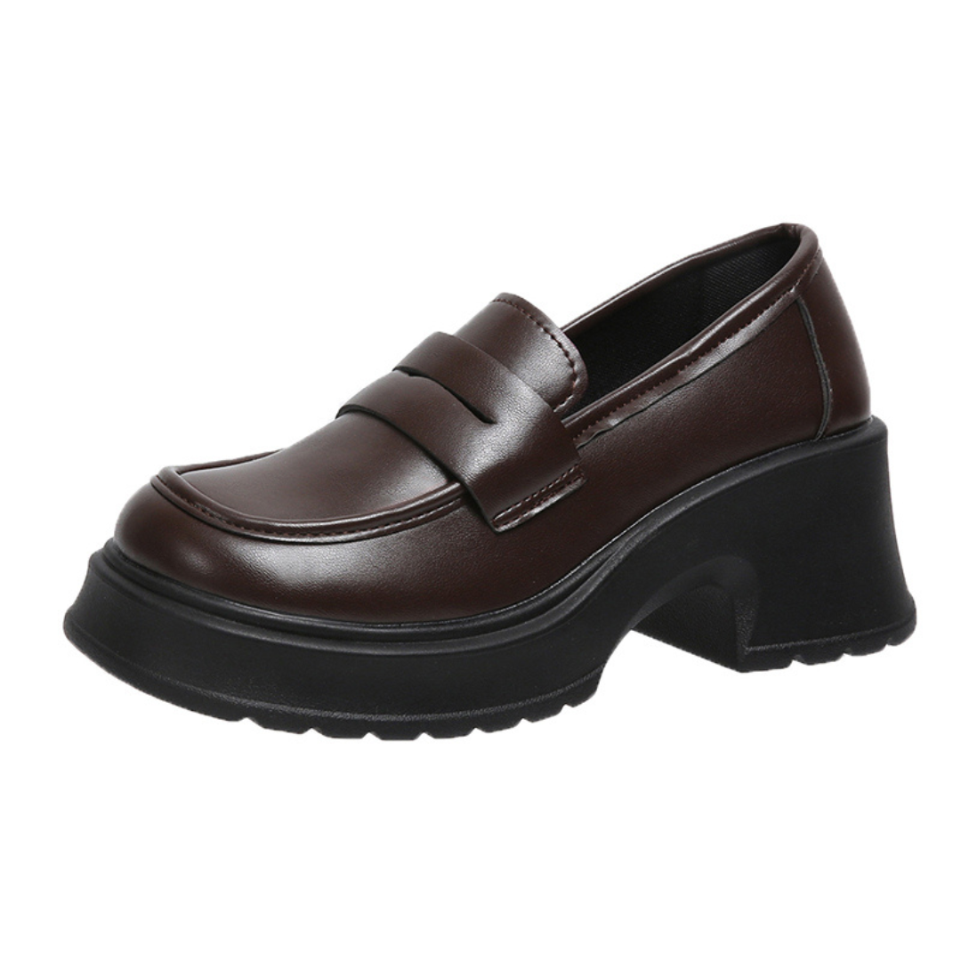 Mocassin Élégant Haut Talon Cuir Italien
