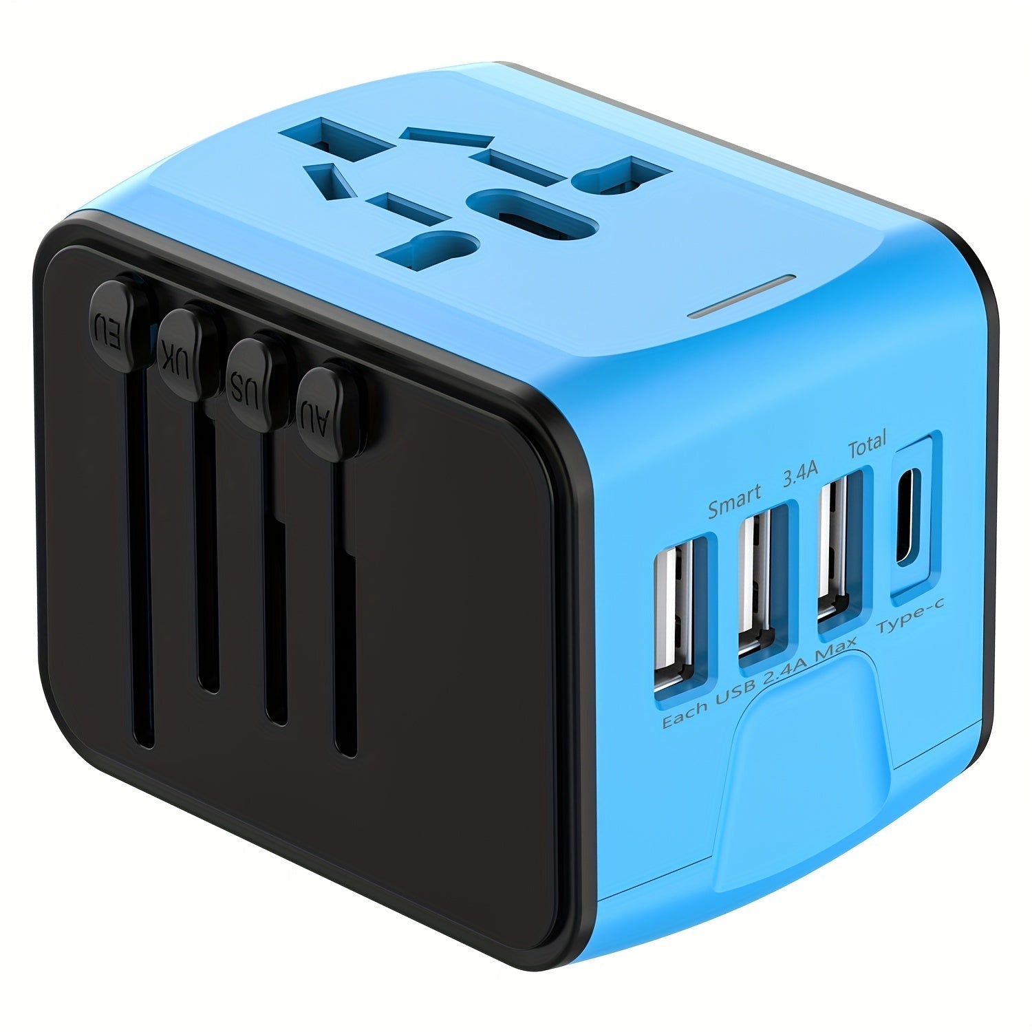Chargeur de Voyage Multifonction 4 Ports, Prise USB et Type-C Rapide - Foivo