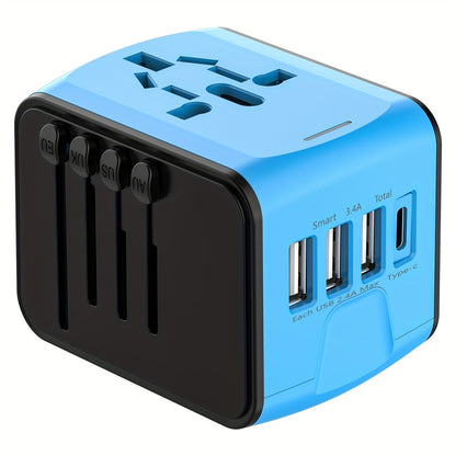 Chargeur de Voyage Multifonction 4 Ports, Prise USB et Type-C Rapide - Foivo