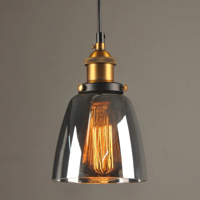 Lampe Suspendue Rétro en Verre et Métal, Style Industriel Chic