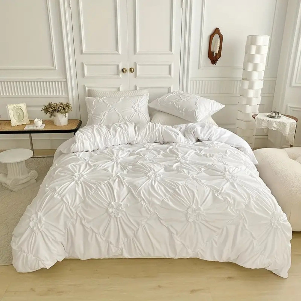 Housse de Couette Brodée Fleurs Élégante