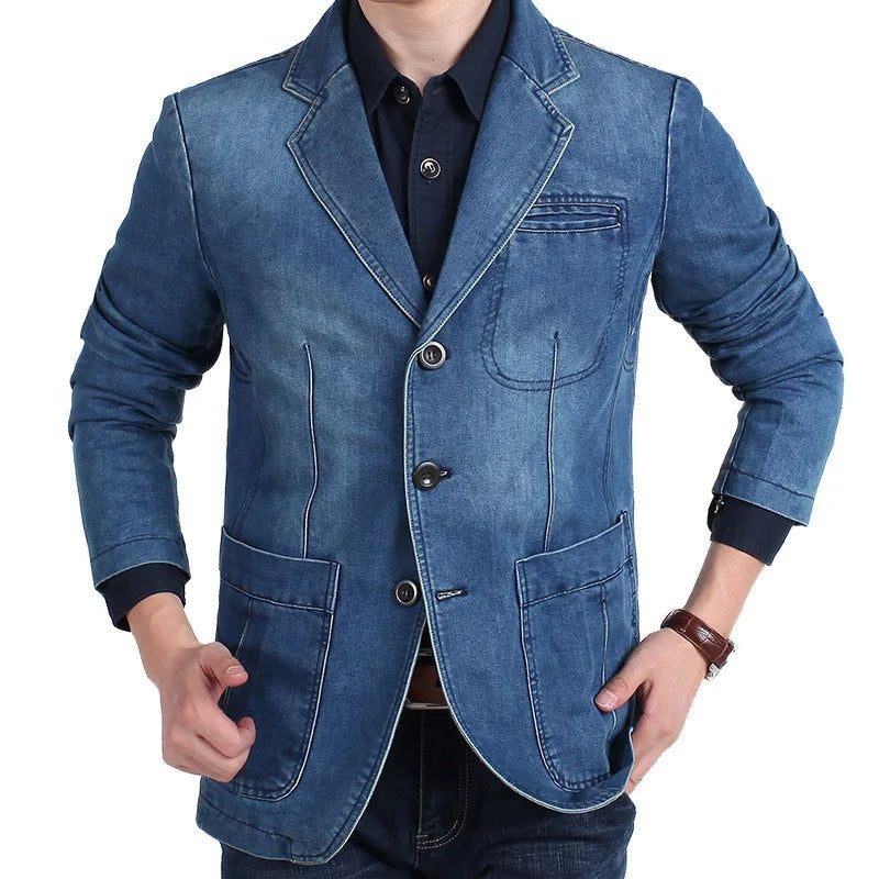 Veste Homme Élégante Manches Longues Col Revers Boutons - BlxckFR