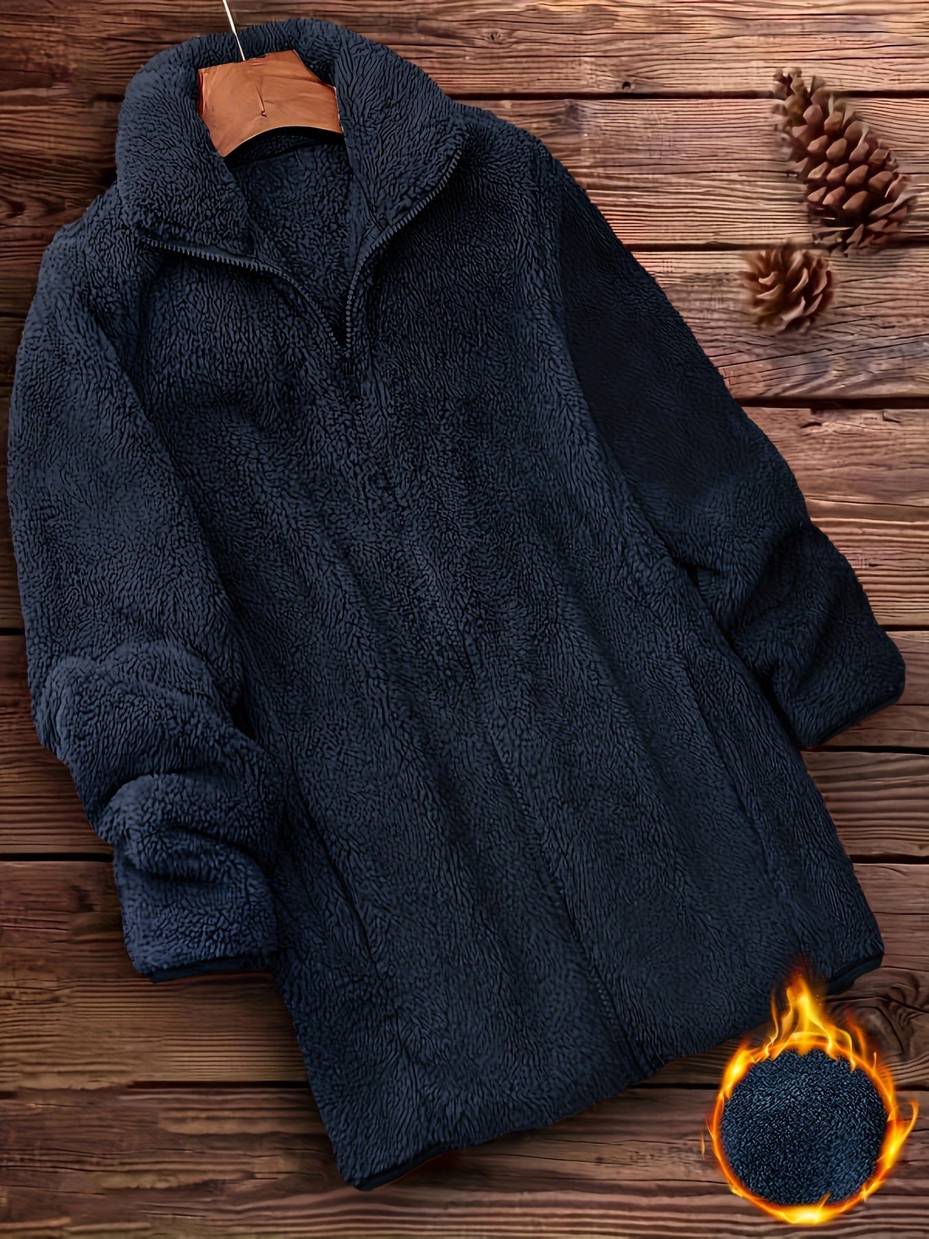 Manteau Fourrure Élégant à Fermeture Éclair