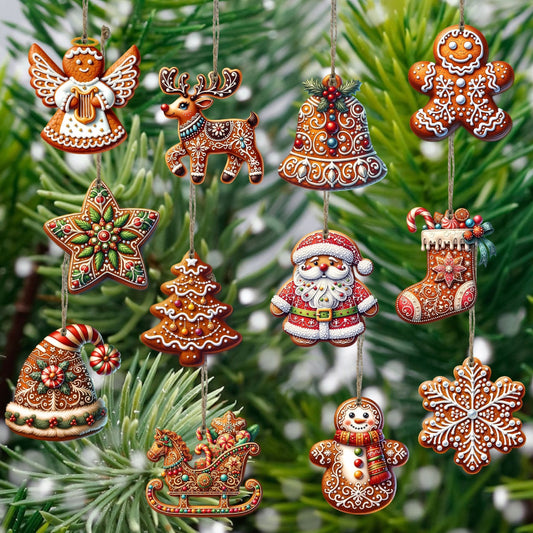 Décoration Noël en Bois Artisanal 12 Pièces - BlxckFR