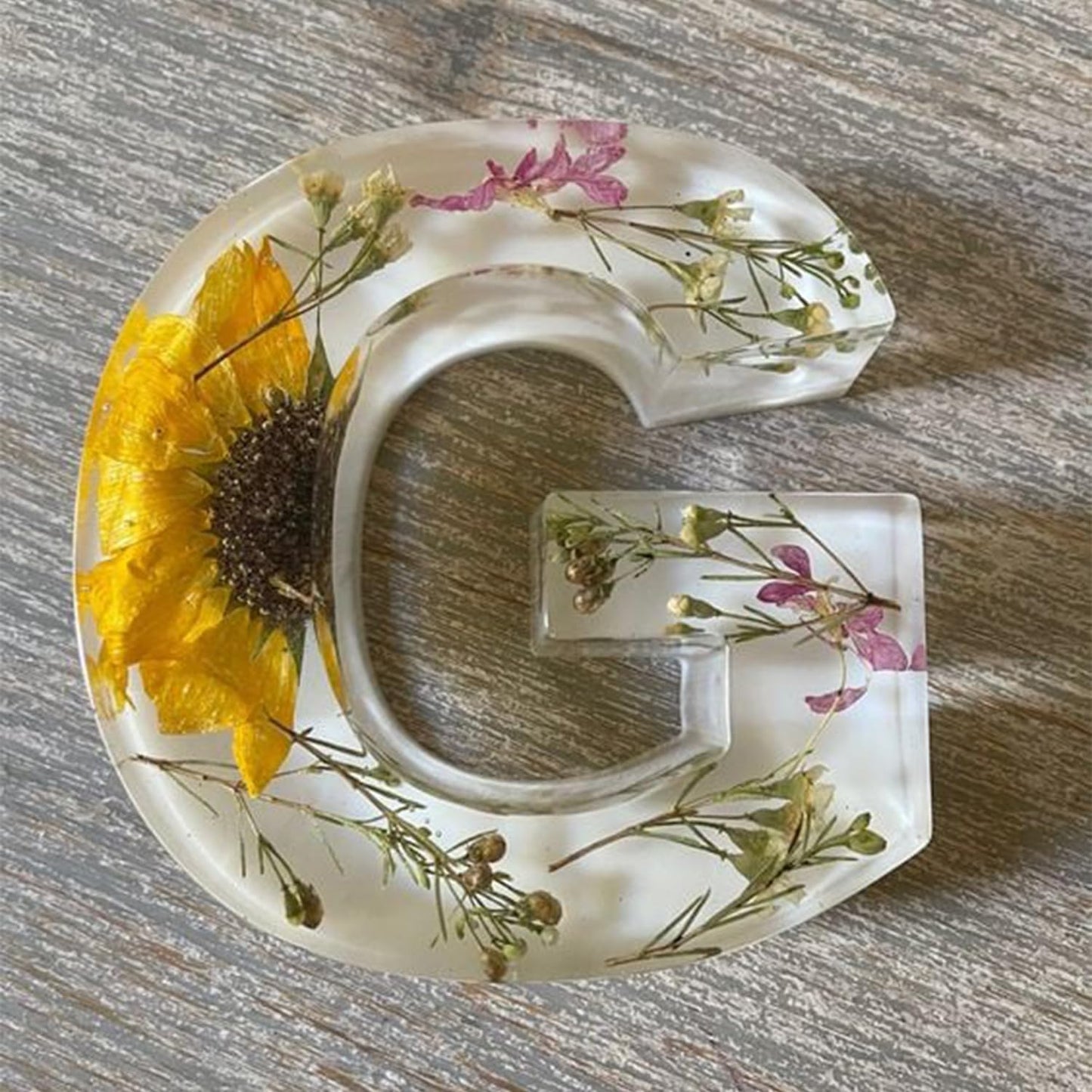 Lampe Résine Élégante aux Fleurs Séchées