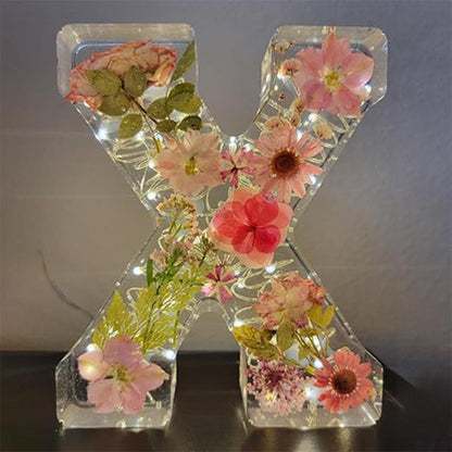 Lampe Résine Élégante aux Fleurs Séchées
