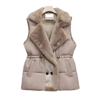 Gilet Douillet en Duvet de Luxe au Col en Fourrure Synthétique